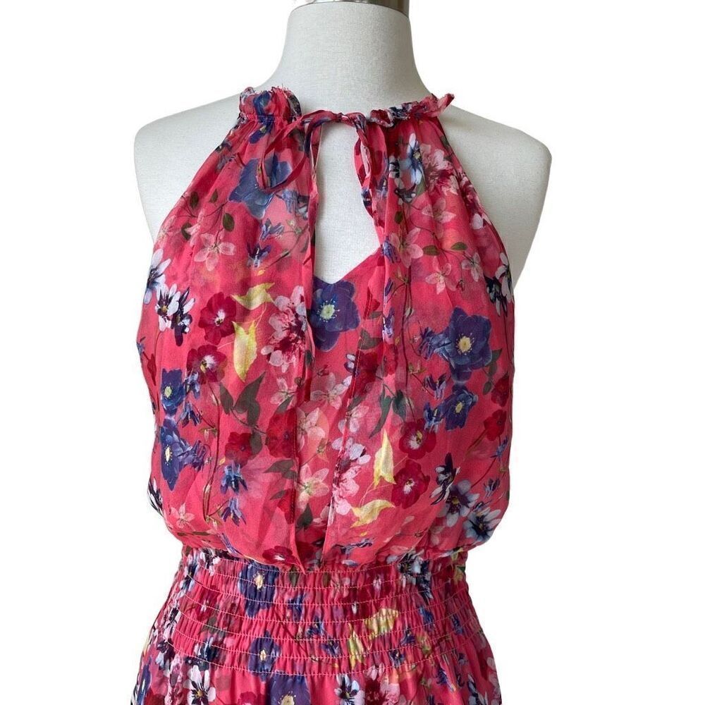Parker Serenity 100% Silk Cocktail Party Mini Dress Floral Coral Size Small S - Picture 10 of 10